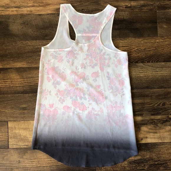 Slightly Sheer Long Tank, Flowers w/ Ombre Bottom - Picture 3 of 3